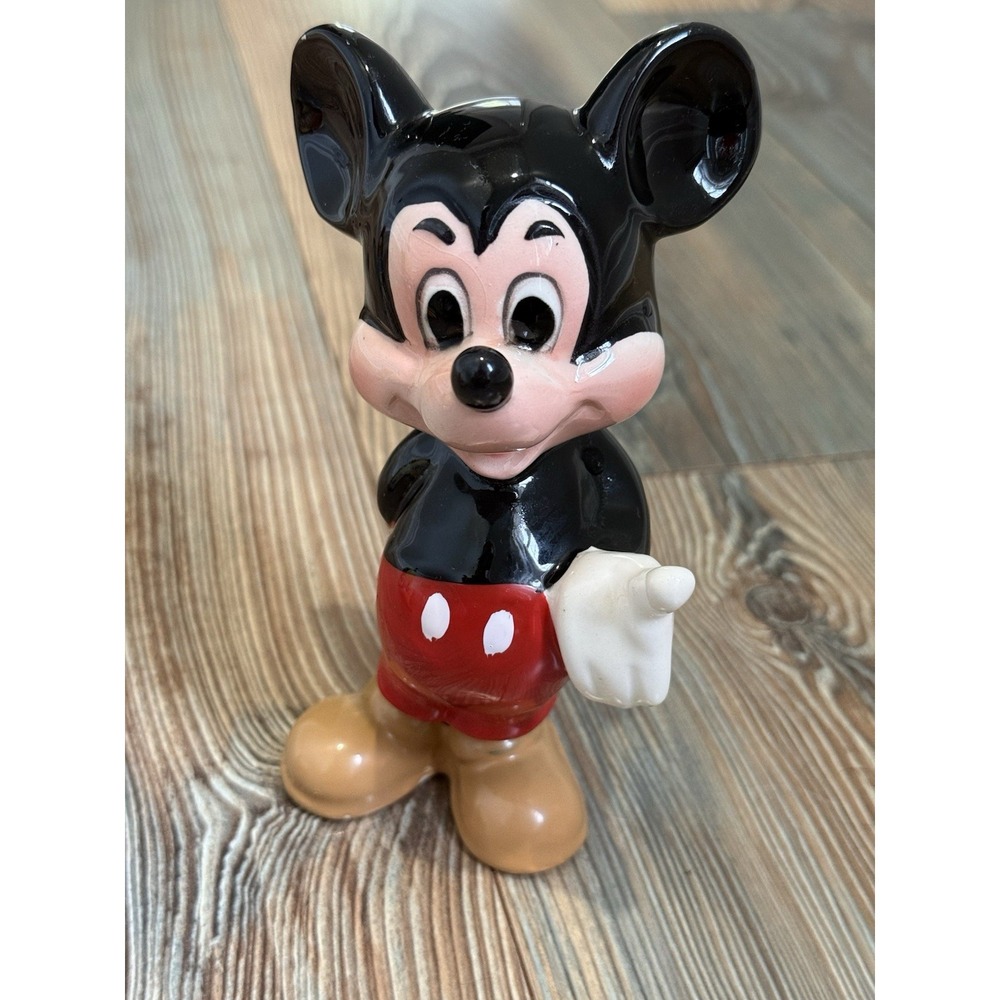 Vintage Walt Disney Productions Mickey Mouse Glazed Ceramic Figure Made in Japan